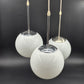 Seltene Mid-Century Odreco Typ 439 Dänemark Bauhaus Design Pendelleuchte  – dänische Vintage Pendelleuchte mit weißen Opalglas Lampenschirmen - Space Age Design Mondlampe