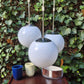 Seltene Mid-Century Odreco Typ 439 Dänemark Bauhaus Design Pendelleuchte  – dänische Vintage Pendelleuchte mit weißen Opalglas Lampenschirmen - Space Age Design Mondlampe