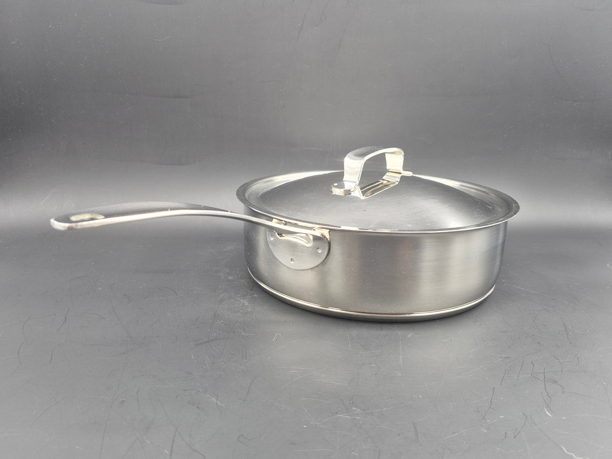 Seltene große Hackman Polaris Norway Edelstahl Pfanne – norwegische Mid-Century Design Pfanne mit Deckel, Vintage Hackman Polaris Designklassiker
