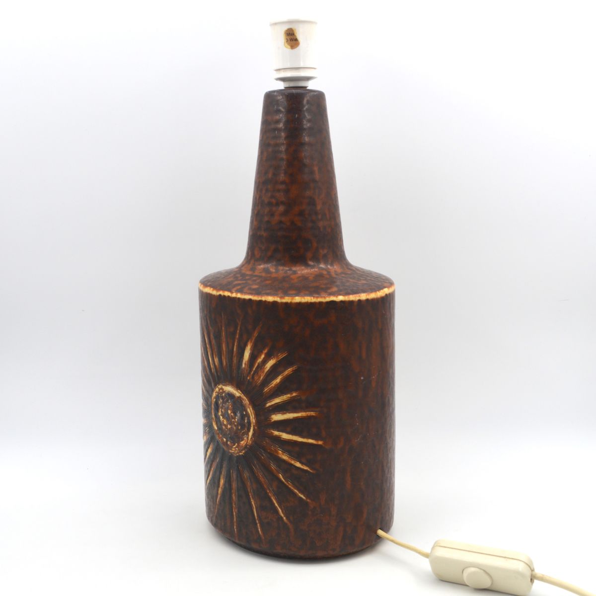 Große XL Einar Johansen „Sun“ Design Lampe 1203-4 für Søholm Stentøj Bornholm Keramik Dänemark 1960's Danish Mid-Century Modern Designlampe