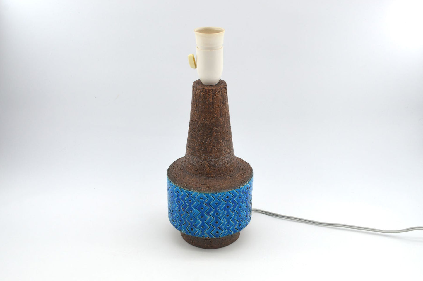 Große Vintage Rimini Blue Bitossi Keramik Tischlampe HS 32/25 Design Aldo Londi Mid-Century Modern Design 1960s italienischer Fat-Lava Designklassiker