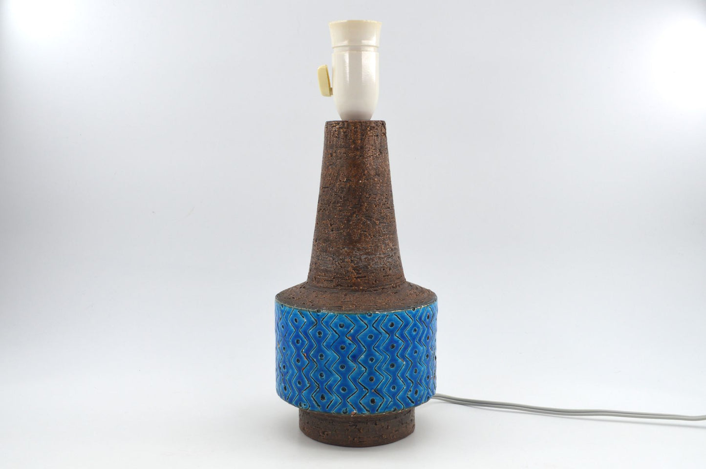 Große Vintage Rimini Blue Bitossi Keramik Tischlampe HS 32/25 Design Aldo Londi Mid-Century Modern Design 1960s italienischer Fat-Lava Designklassiker