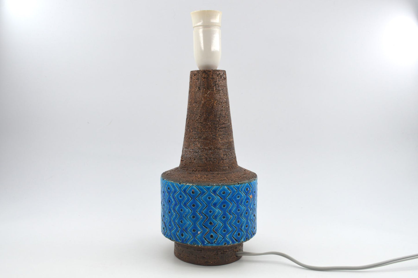 Große Vintage Rimini Blue Bitossi Keramik Tischlampe HS 32/25 Design Aldo Londi Mid-Century Modern Design 1960s italienischer Fat-Lava Designklassiker