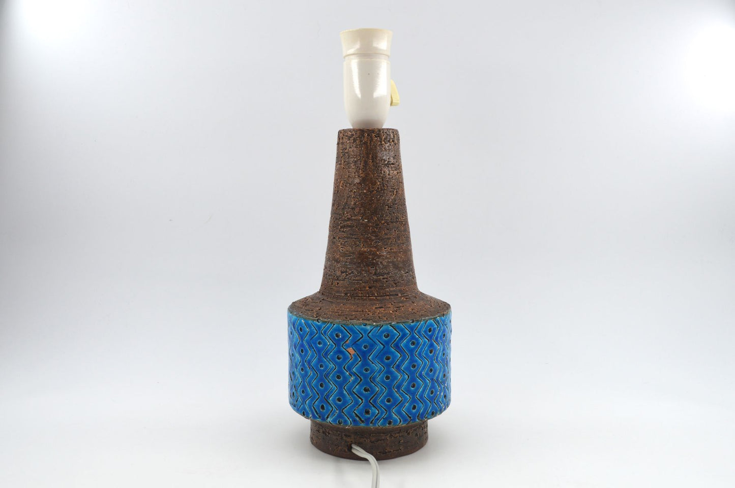 Große Vintage Rimini Blue Bitossi Keramik Tischlampe HS 32/25 Design Aldo Londi Mid-Century Modern Design 1960s italienischer Fat-Lava Designklassiker