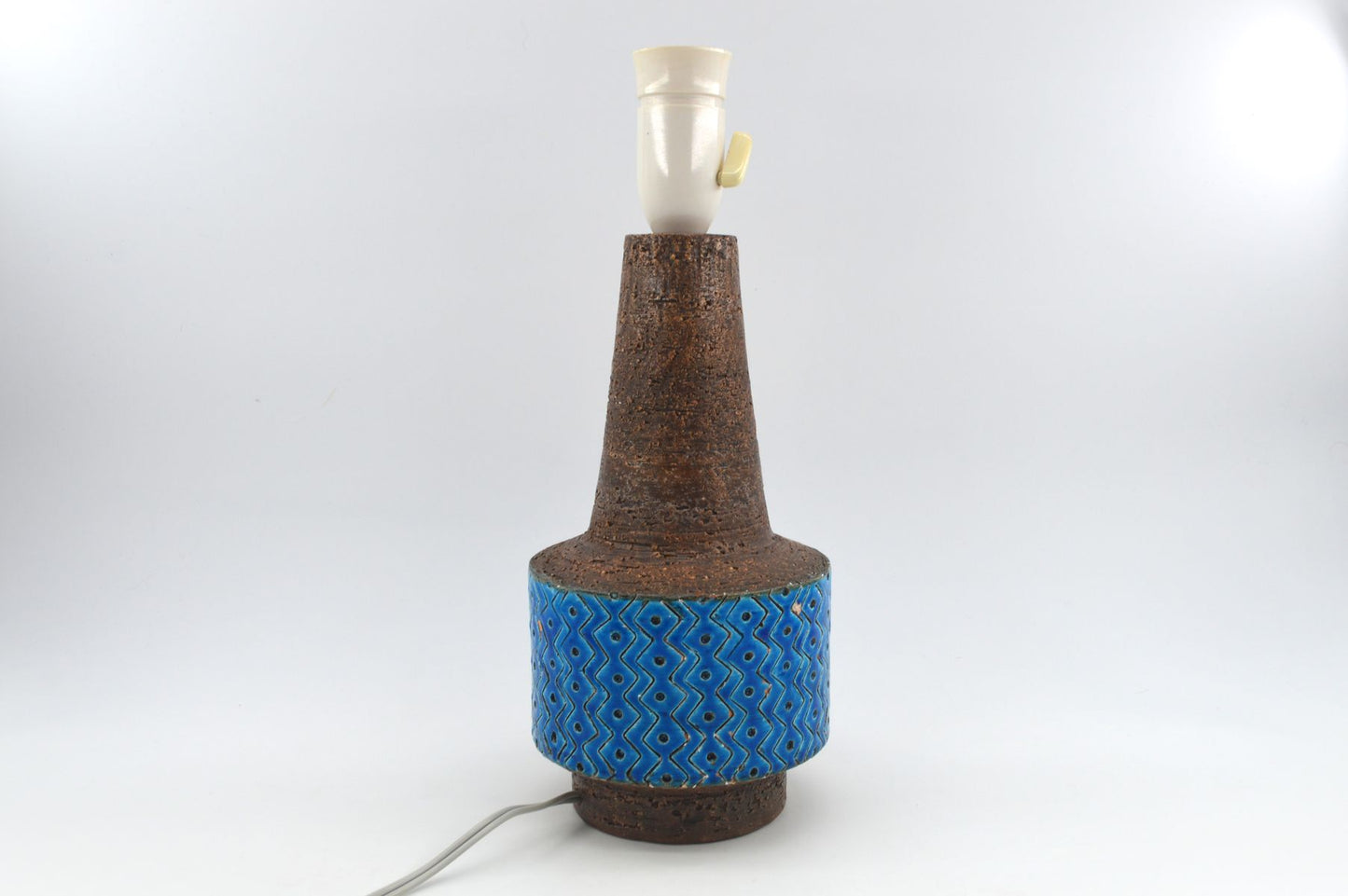 Große Vintage Rimini Blue Bitossi Keramik Tischlampe HS 32/25 Design Aldo Londi Mid-Century Modern Design 1960s italienischer Fat-Lava Designklassiker