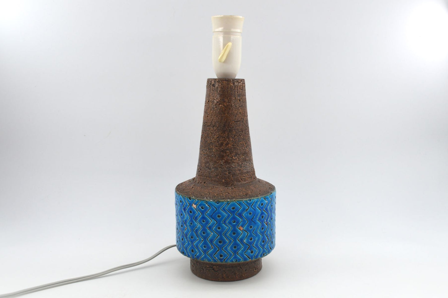 Große Vintage Rimini Blue Bitossi Keramik Tischlampe HS 32/25 Design Aldo Londi Mid-Century Modern Design 1960s italienischer Fat-Lava Designklassiker