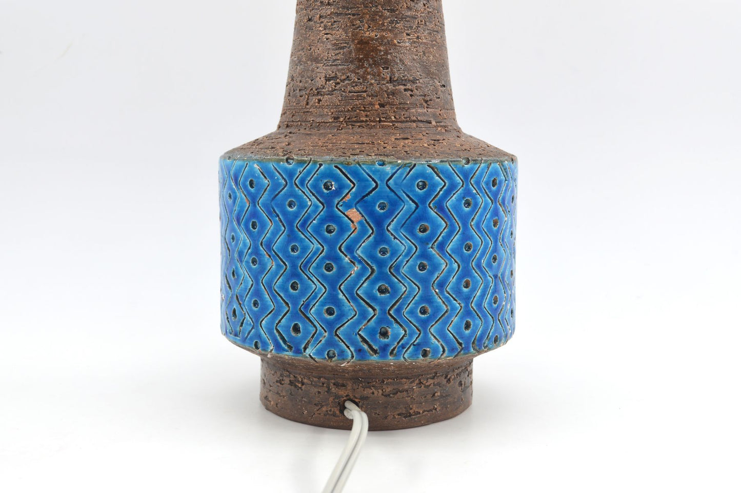 Große Vintage Rimini Blue Bitossi Keramik Tischlampe HS 32/25 Design Aldo Londi Mid-Century Modern Design 1960s italienischer Fat-Lava Designklassiker