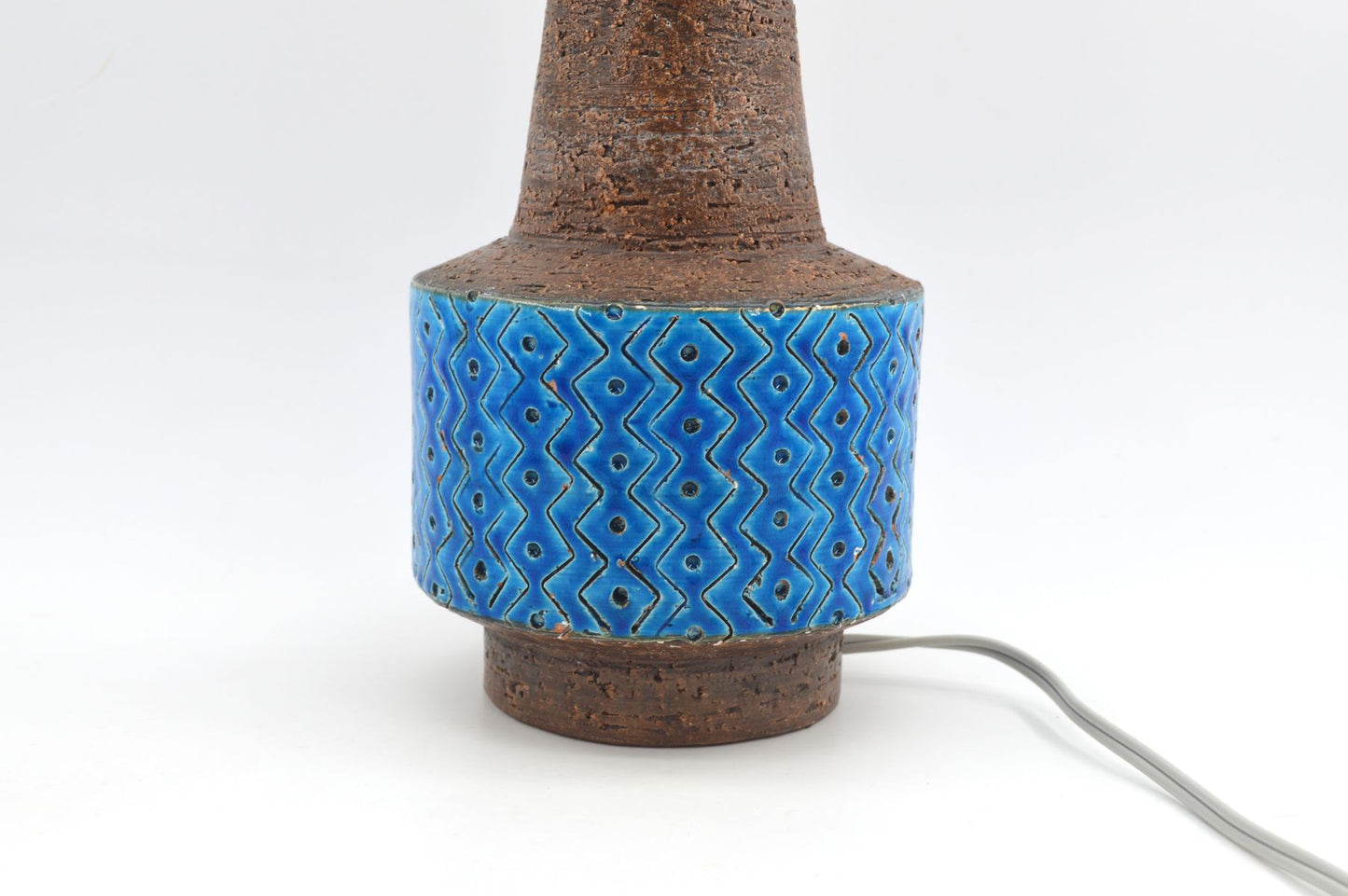 Große Vintage Rimini Blue Bitossi Keramik Tischlampe HS 32/25 Design Aldo Londi Mid-Century Modern Design 1960s italienischer Fat-Lava Designklassiker