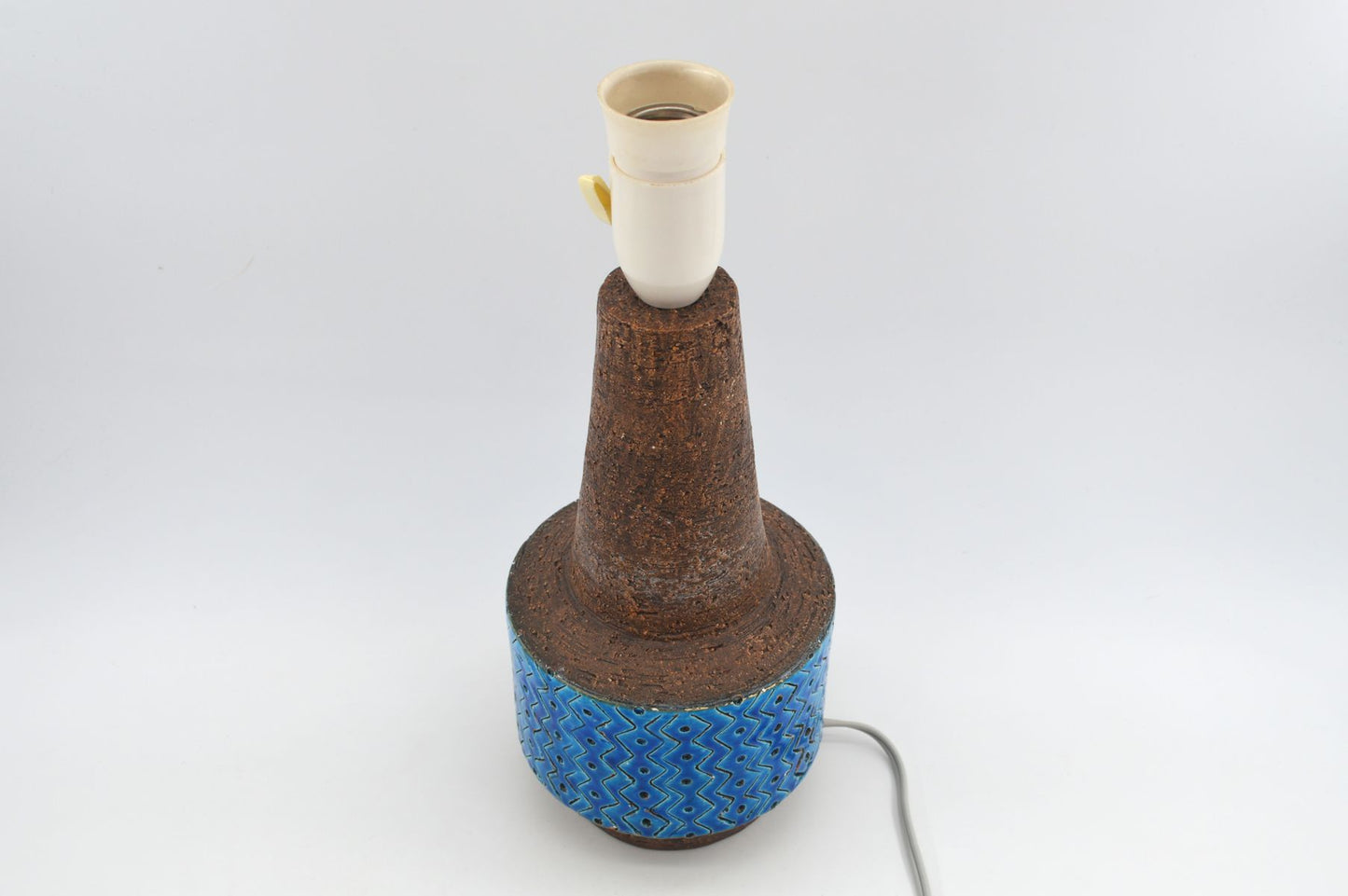 Große Vintage Rimini Blue Bitossi Keramik Tischlampe HS 32/25 Design Aldo Londi Mid-Century Modern Design 1960s italienischer Fat-Lava Designklassiker