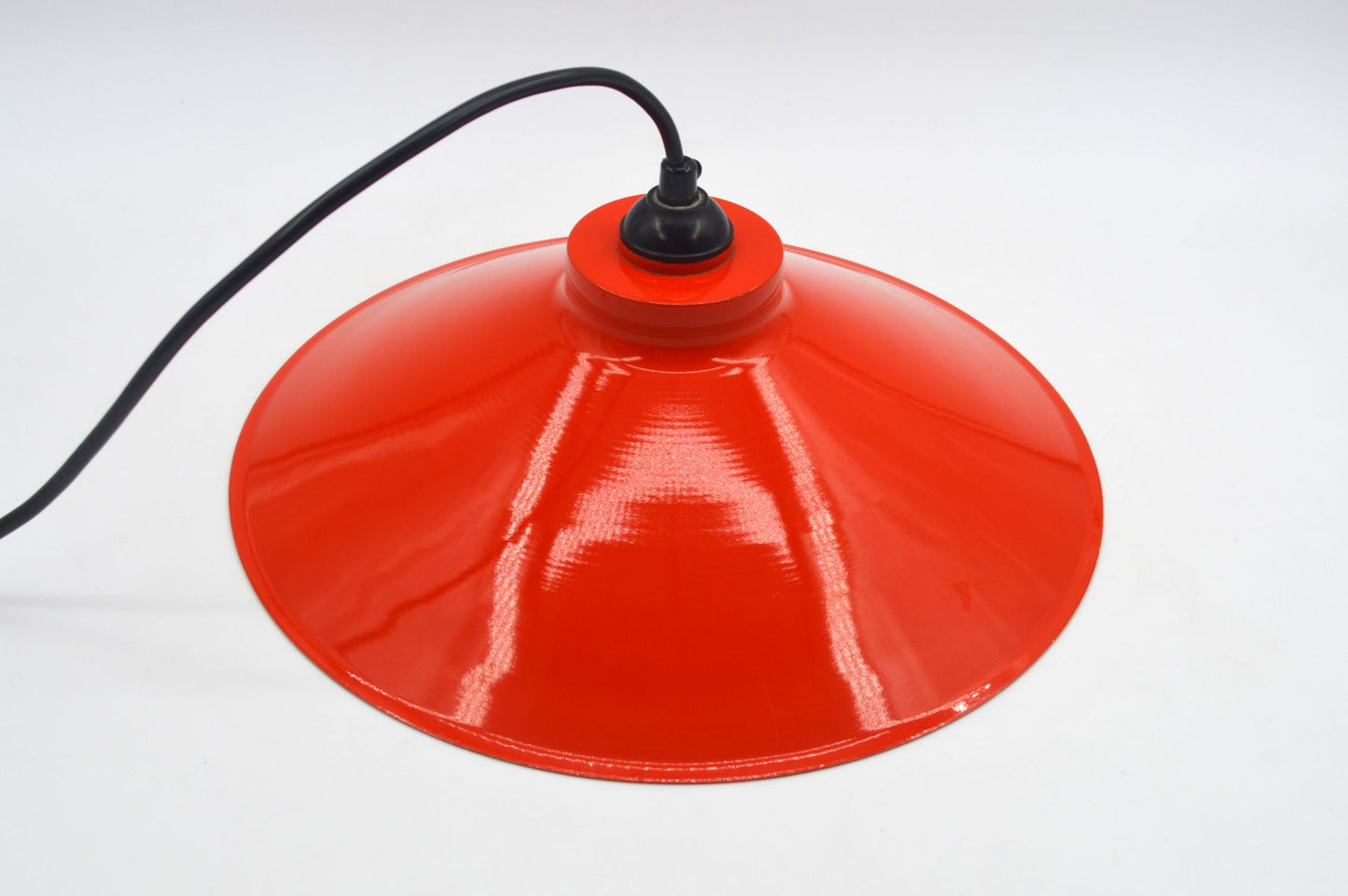 Dänische Mid-Century Schuhmacherlampe – Rot emaillierte Vintage Design Schuster Hängelampe - 1960s dänische MCM Industrie Design Pendellampe