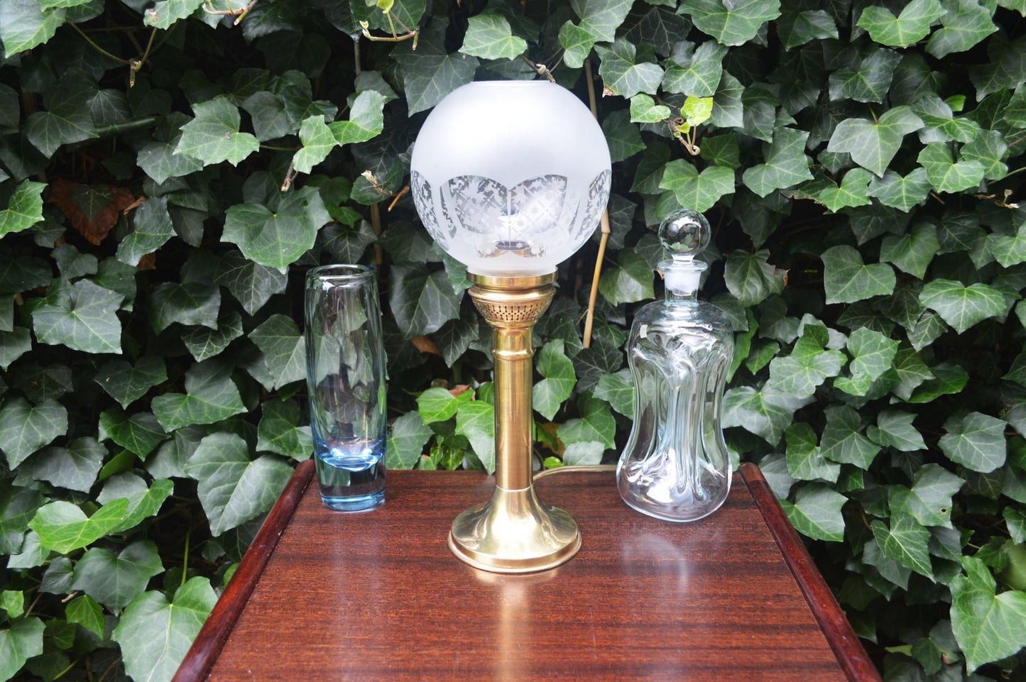 Mid-Century Modern dänische Design Tischlampe mit Glasschirm 1960s maritime handgearbeitete dänische Vintage Lampe Danish Modern Designklassiker