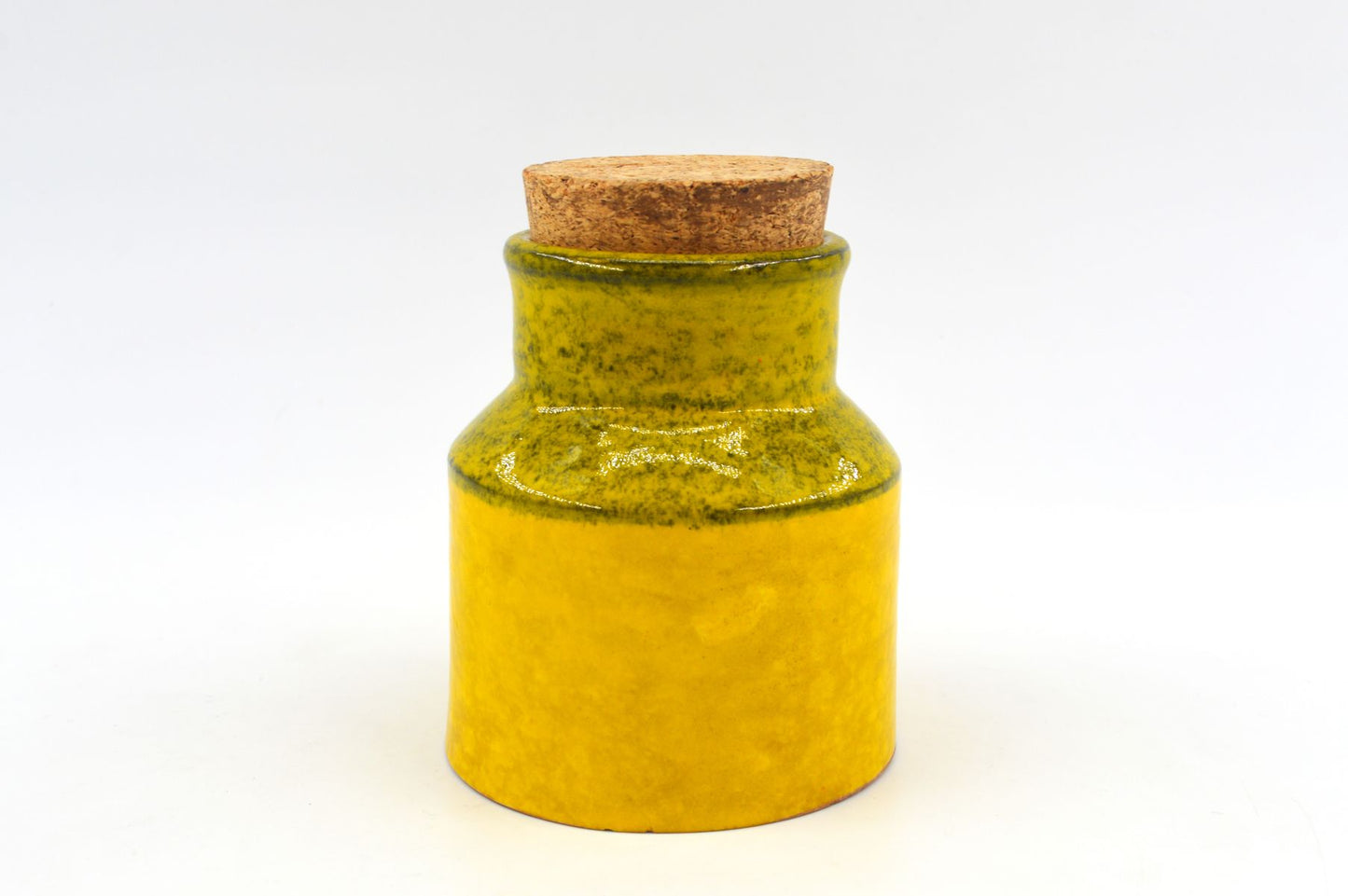 Vintage Bitossi Keramik Tabakdose Aldo Londi Mid-Century Modern Design Dose 1480 mit seltener gelber Glasur 1960s italienischer Fat-Lava Designklassiker