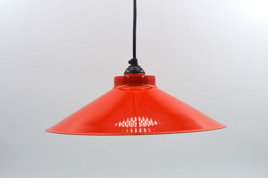 Dänische Mid-Century Schuhmacherlampe – Rot emaillierte Vintage Design Schuster Hängelampe - 1960s dänische MCM Industrie Design Pendellampe