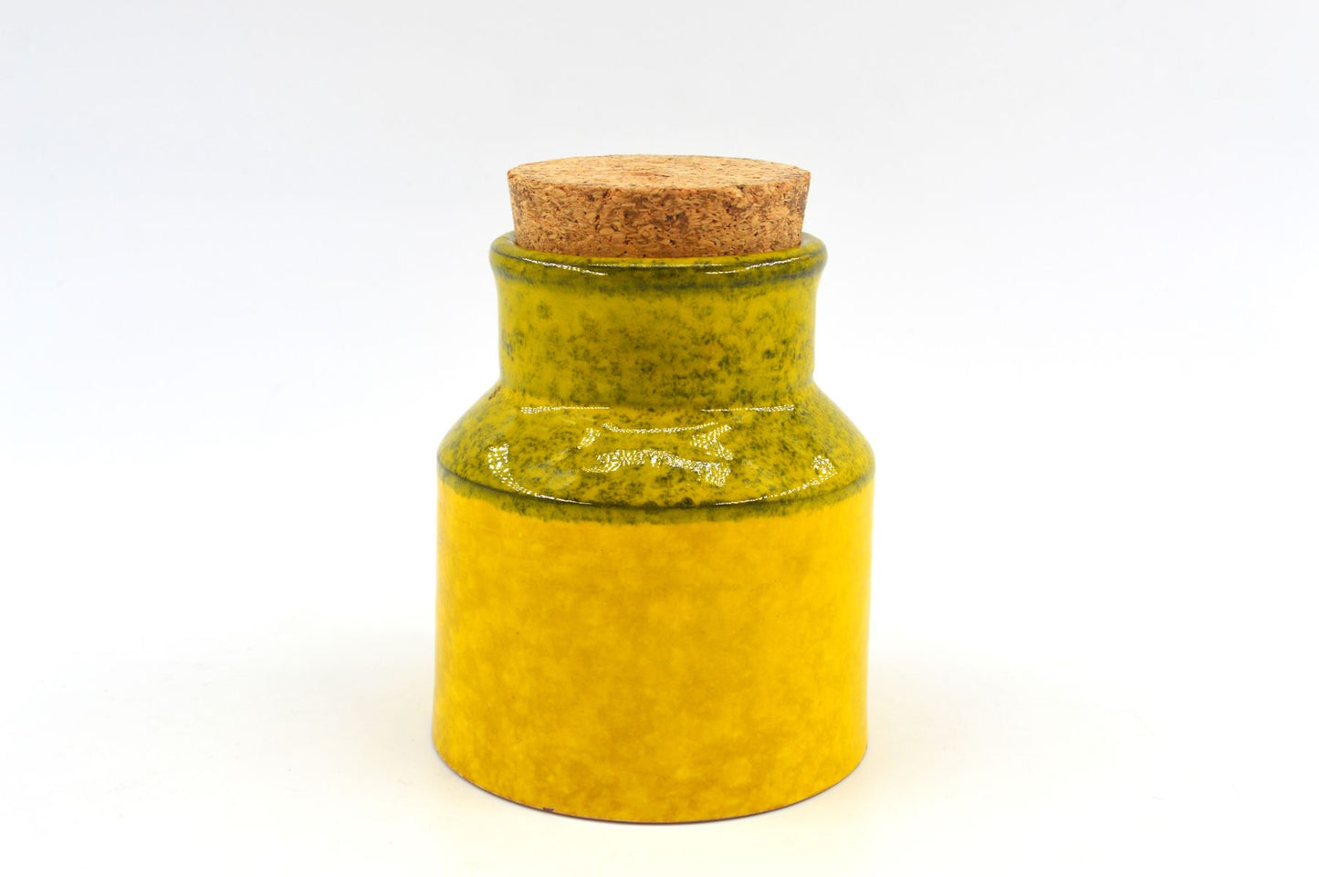 Vintage Bitossi Keramik Tabakdose Aldo Londi Mid-Century Modern Design Dose 1480 mit seltener gelber Glasur 1960s italienischer Fat-Lava Designklassiker