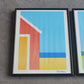 3er Set große Vintage Britta Westhausen Denmark Kunstdrucke mit Strandmotiven im Bilderrahmen 1980s Danish Modern Design – dänische moderne Kunst Vintage Drucke