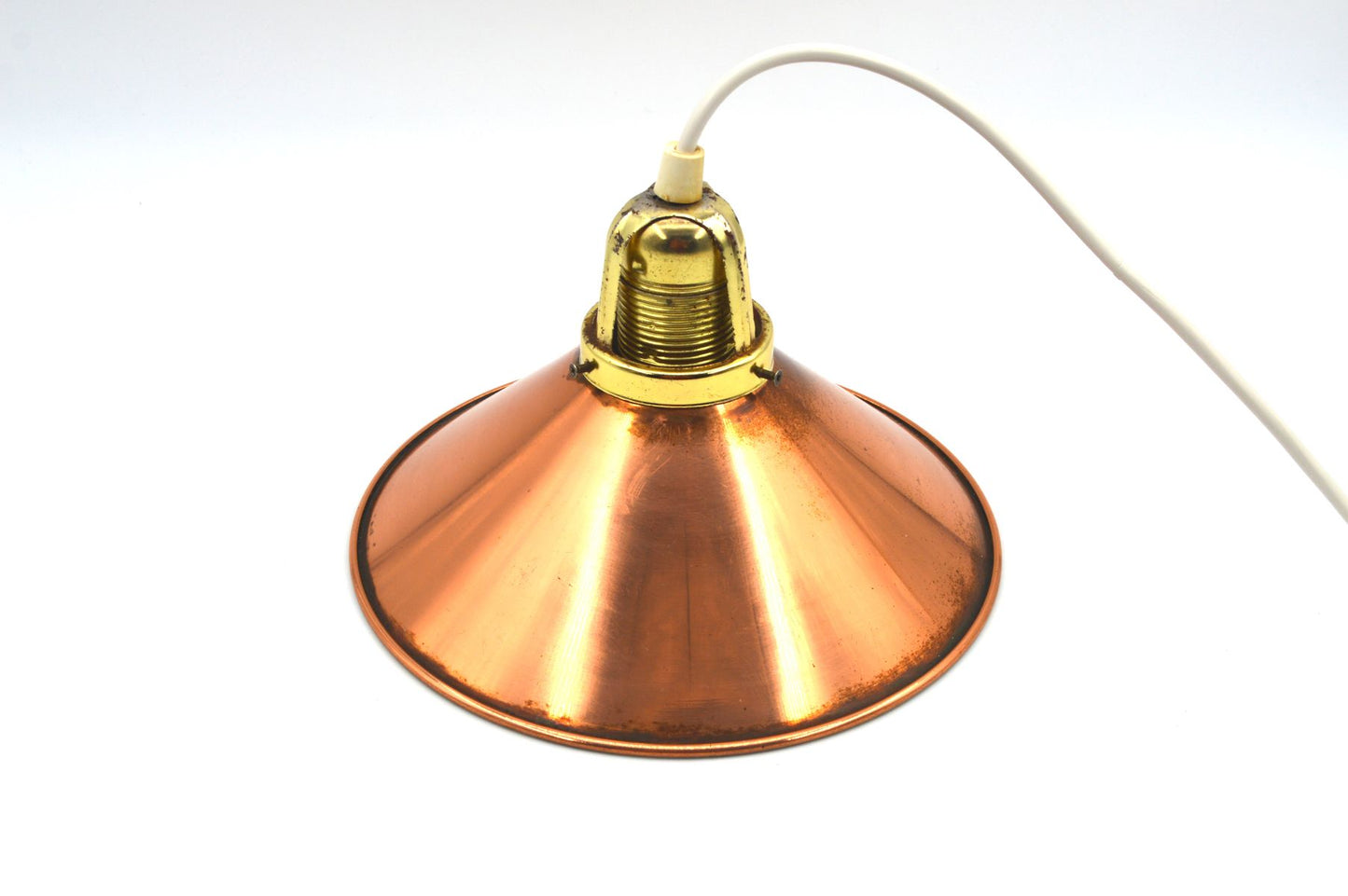 änische Mid-Century Schuhmacherlampen - Vintage Kupfer Schumacher oder Schuster Hängelampen - 1960s dänische MCM Industrie Design Pendellampen