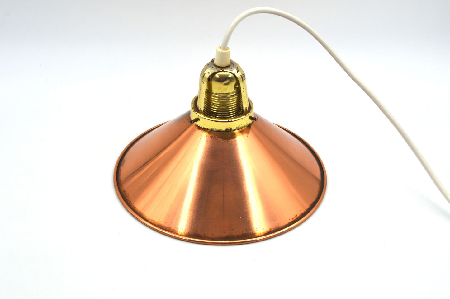 änische Mid-Century Schuhmacherlampen - Vintage Kupfer Schumacher oder Schuster Hängelampen - 1960s dänische MCM Industrie Design Pendellampen
