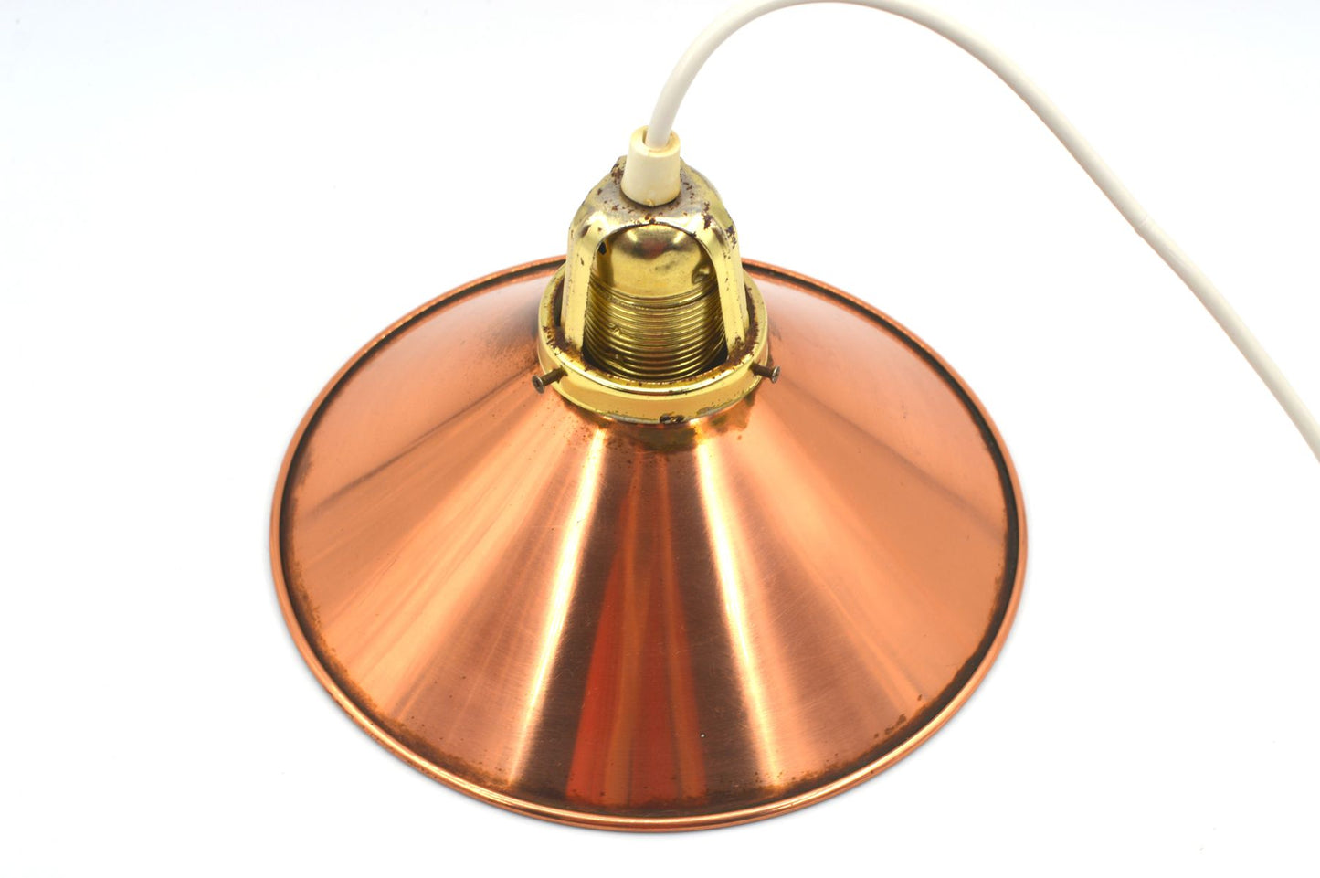 änische Mid-Century Schuhmacherlampen - Vintage Kupfer Schumacher oder Schuster Hängelampen - 1960s dänische MCM Industrie Design Pendellampen