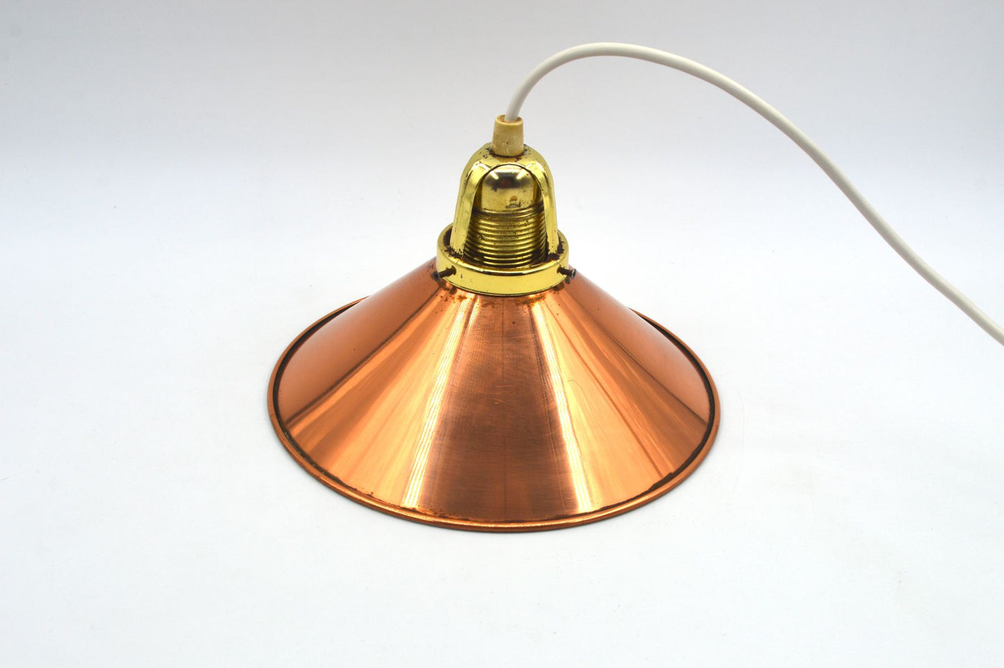 änische Mid-Century Schuhmacherlampen - Vintage Kupfer Schumacher oder Schuster Hängelampen - 1960s dänische MCM Industrie Design Pendellampen