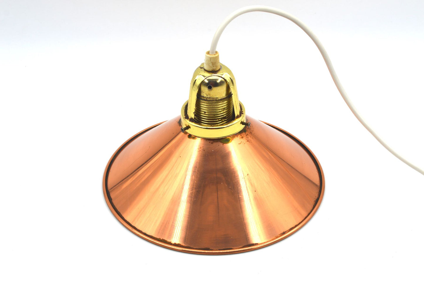 änische Mid-Century Schuhmacherlampen - Vintage Kupfer Schumacher oder Schuster Hängelampen - 1960s dänische MCM Industrie Design Pendellampen