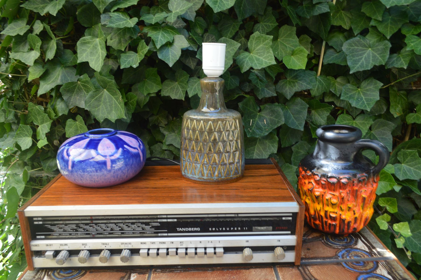 Vintage Einar Johansen Søholm Stentøj Dänemark blaue Keramik Tischlampe 1036 1960's Danish Mid-Century Modern Design original 1960s Bornholmer Kunstkeramik