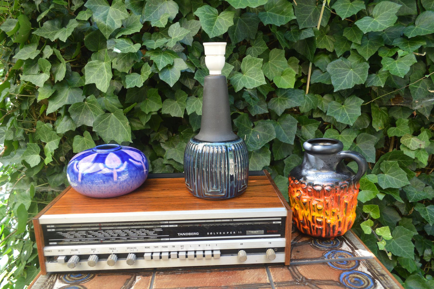 Große Einar Johansen Søholm Stentøj Dänemark Vintage blaue Keramik Tischlampe 1039 1960's Danish MCM Design original 1960s Bornholmer Kunstkeramik