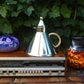 Vintage 1980s Inoxpran Orchidea Design Wasserkessel 18-10 mit Goldverzierung Made in Italy - italienisches MCM Memphis Design