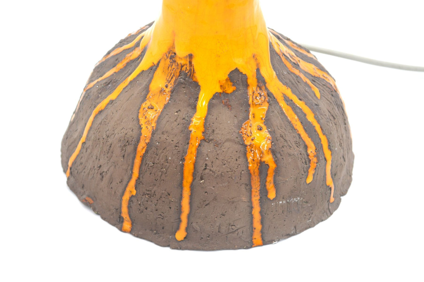 T.F. Danmark 1970s Pop-Art Tischlampe handgearbeitete Studiokeramik 1977 Fat-Lava Glasur Danish Modern Design