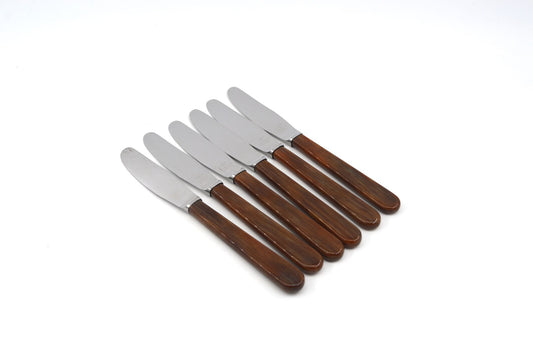 Mid-Century Dansk Knivfabrik Lundtofte Buttermesser in Hornoptik Set dänisches Vintage Design Besteck 1960s Danish Modern Design