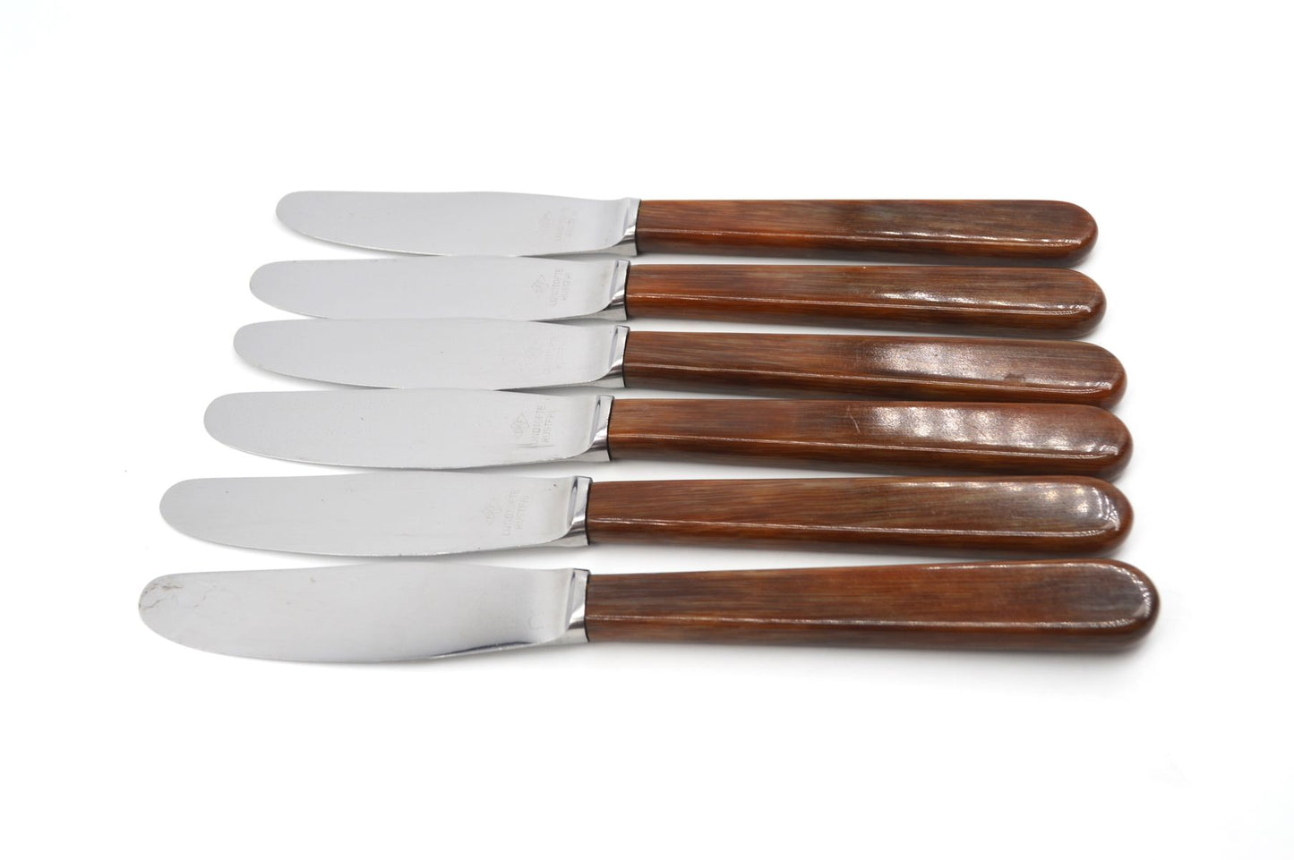 Mid-Century Dansk Knivfabrik Lundtofte Buttermesser in Hornoptik Set dänisches Vintage Design Besteck 1960s Danish Modern Design