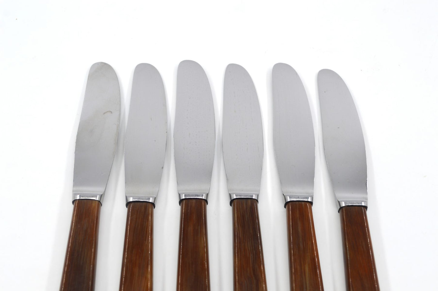 Mid-Century Dansk Knivfabrik Lundtofte Buttermesser in Hornoptik Set dänisches Vintage Design Besteck 1960s Danish Modern Design