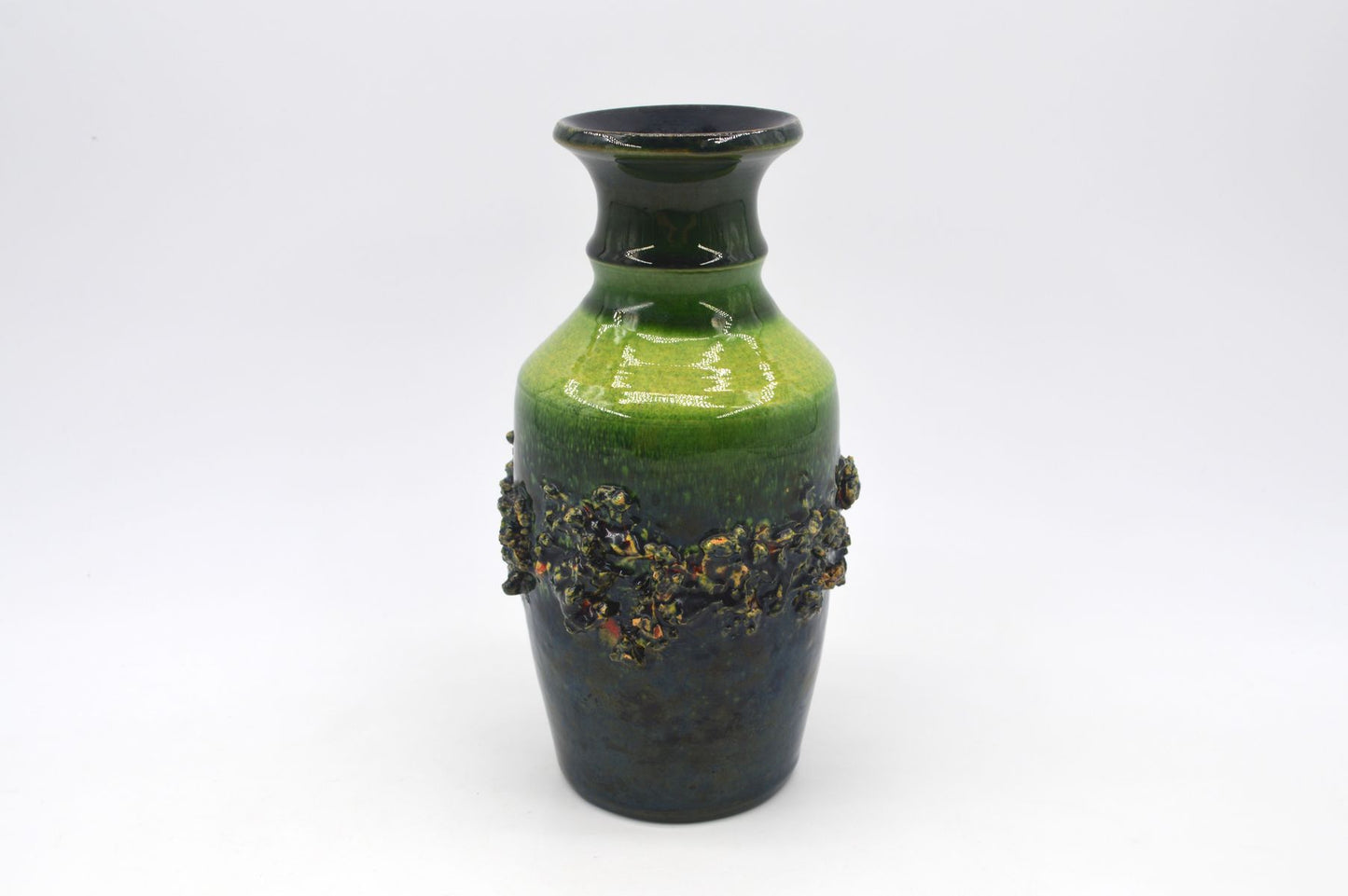 Mid-Century Funi Island Isländische grüne Fat-Lava Studiokeramik Vase 1970s Vintage Fat-Lava Design handgearbeitete isländische Kunstkeramik