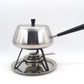 Vintage Spring Culinox Edelstahl Fondue Set mit Fondue Topf, Brenner und Ständer, Original 1980s Mid-Century Schweizer Design Fondue
