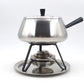 Vintage Spring Culinox Edelstahl Fondue Set mit Fondue Topf, Brenner und Ständer, Original 1980s Mid-Century Schweizer Design Fondue