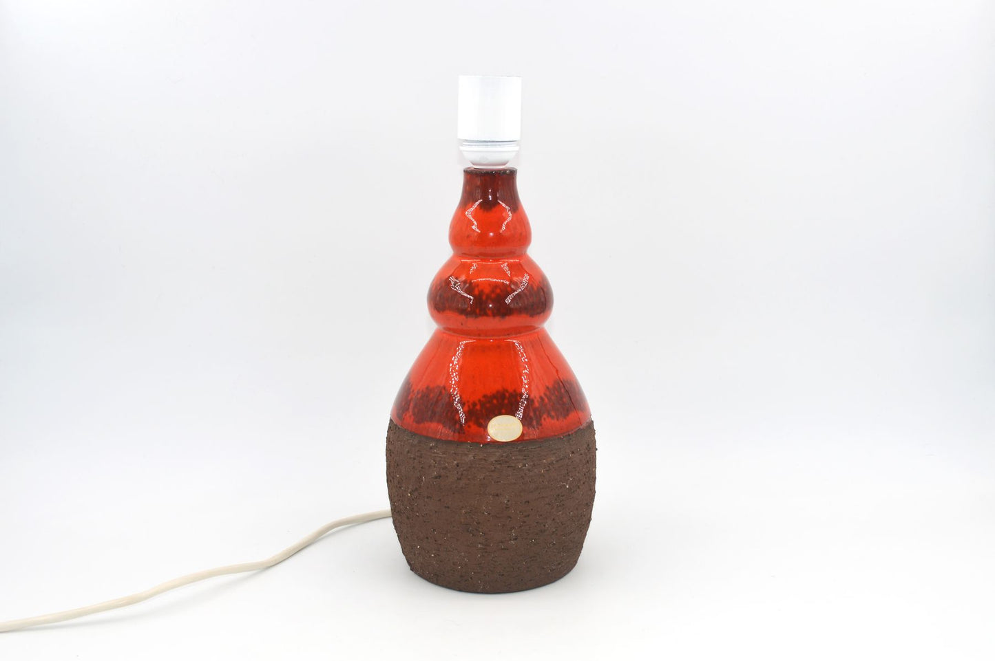 Mid-Century signierte Jysk Keramik Lampe mit intensiver Fat-Lava Glasur 1970s zeitgenössische dänische Mid-Century Modern Kunstkeramik Lampe