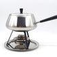 Vintage Spring Culinox Edelstahl Fondue Set mit Fondue Topf, Brenner und Ständer, Original 1980s Mid-Century Schweizer Design Fondue