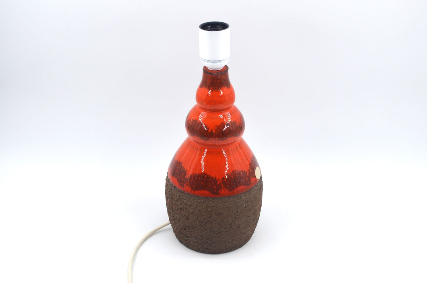 Mid-Century signierte Jysk Keramik Lampe mit intensiver Fat-Lava Glasur 1970s zeitgenössische dänische Mid-Century Modern Kunstkeramik Lampe