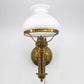 Antike Petroleum Wandlampe mit Opalglas Lampenschirm dänisches Mid-Century Design 1960s Petroleum Lampe Danish Design Designlampe