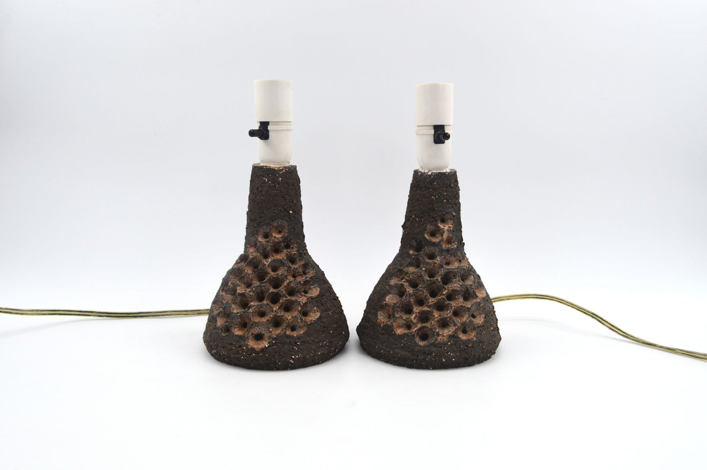 Vintage Brutalistische dänische Studiokeramik Tischlampen mit Signatur 1960s zeitgenössische dänische Kunstkeramik Unikate