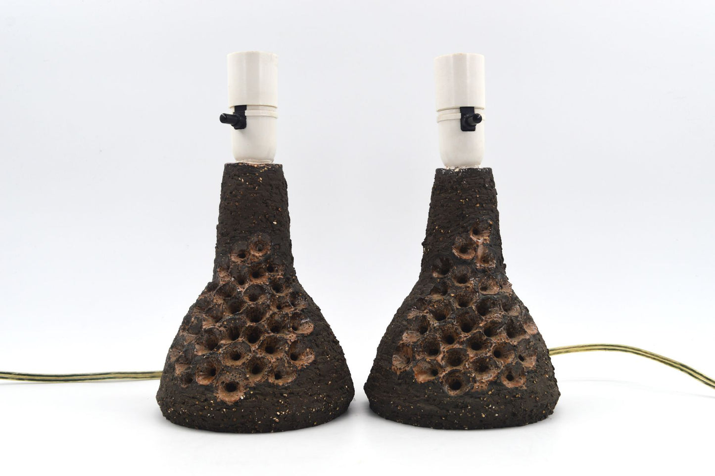 Vintage Brutalistische dänische Studiokeramik Tischlampen mit Signatur 1960s zeitgenössische dänische Kunstkeramik Unikate