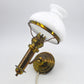 Antike Petroleum Wandlampe mit Opalglas Lampenschirm dänisches Mid-Century Design 1960s Petroleum Lampe Danish Design Designlampe
