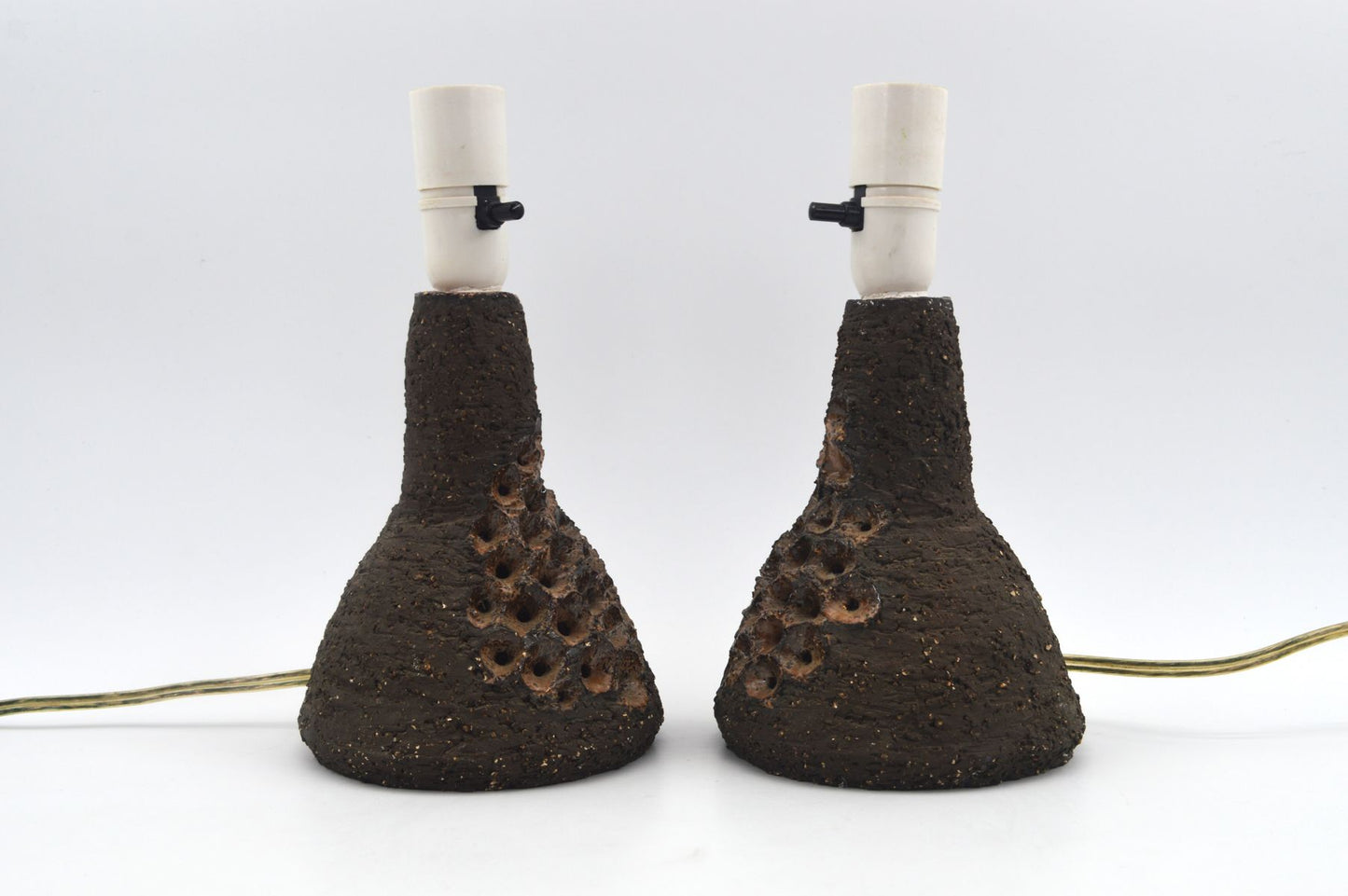 Vintage Brutalistische dänische Studiokeramik Tischlampen mit Signatur 1960s zeitgenössische dänische Kunstkeramik Unikate