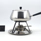 Vintage Spring Culinox Edelstahl Fondue Set mit Fondue Topf, Brenner und Ständer, Original 1980s Mid-Century Schweizer Design Fondue