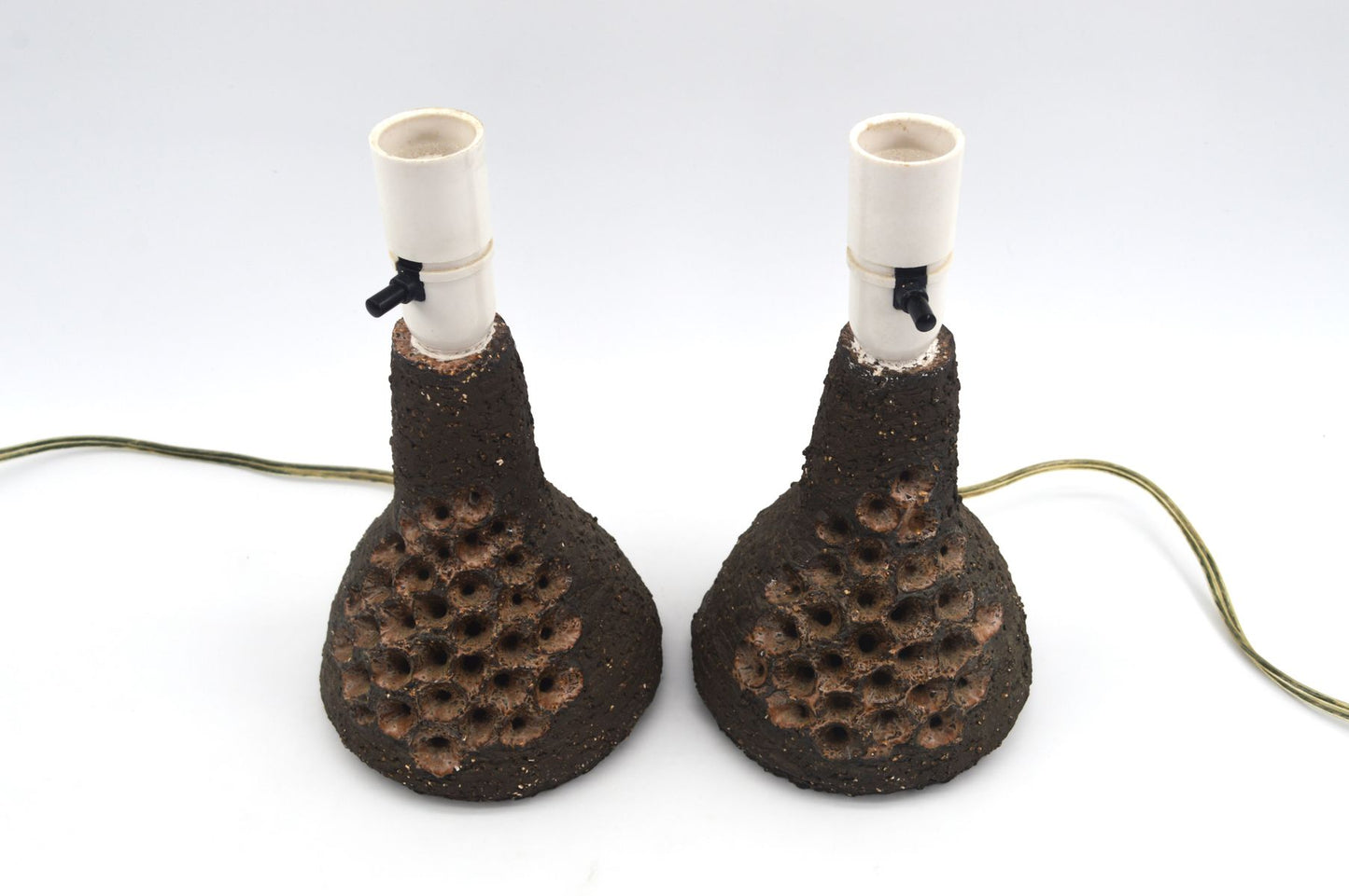 Vintage Brutalistische dänische Studiokeramik Tischlampen mit Signatur 1960s zeitgenössische dänische Kunstkeramik Unikate