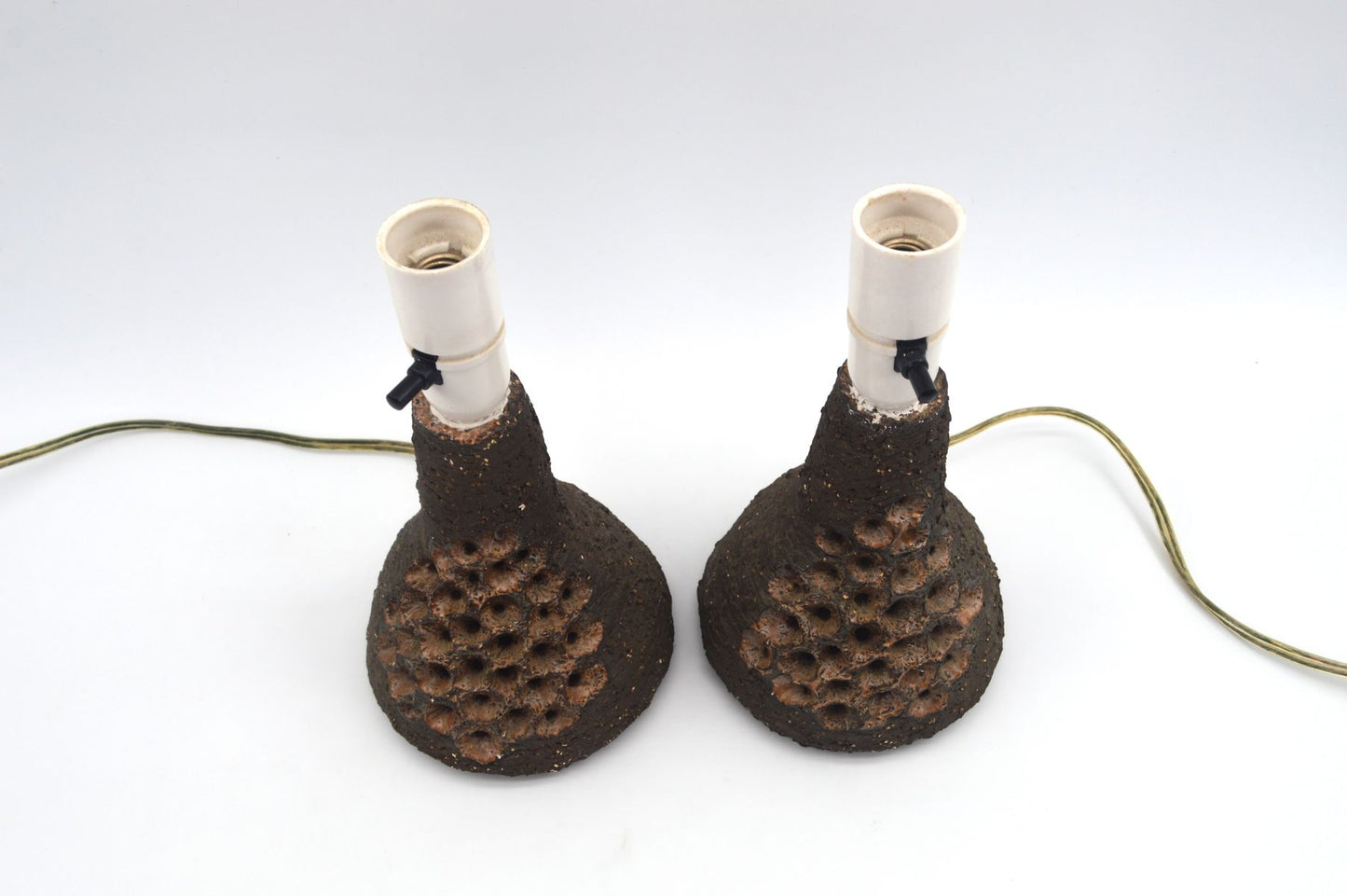Vintage Brutalistische dänische Studiokeramik Tischlampen mit Signatur 1960s zeitgenössische dänische Kunstkeramik Unikate
