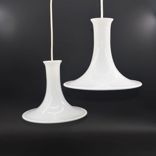 Royal Copenhagen Mandarin Pendel Designlampen – Michael Band für Holmegaard Designlampe 1980s Design Opalglas Hängelampe – dänischer Mid-Century Designklassiker