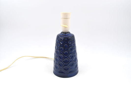 Vintage Lauritz Hjoth Bornholm MCM Tischlampe mit geometrischem Dekor Dänemark 1950s Danish Modern handgearbeitete Kunstkeramik