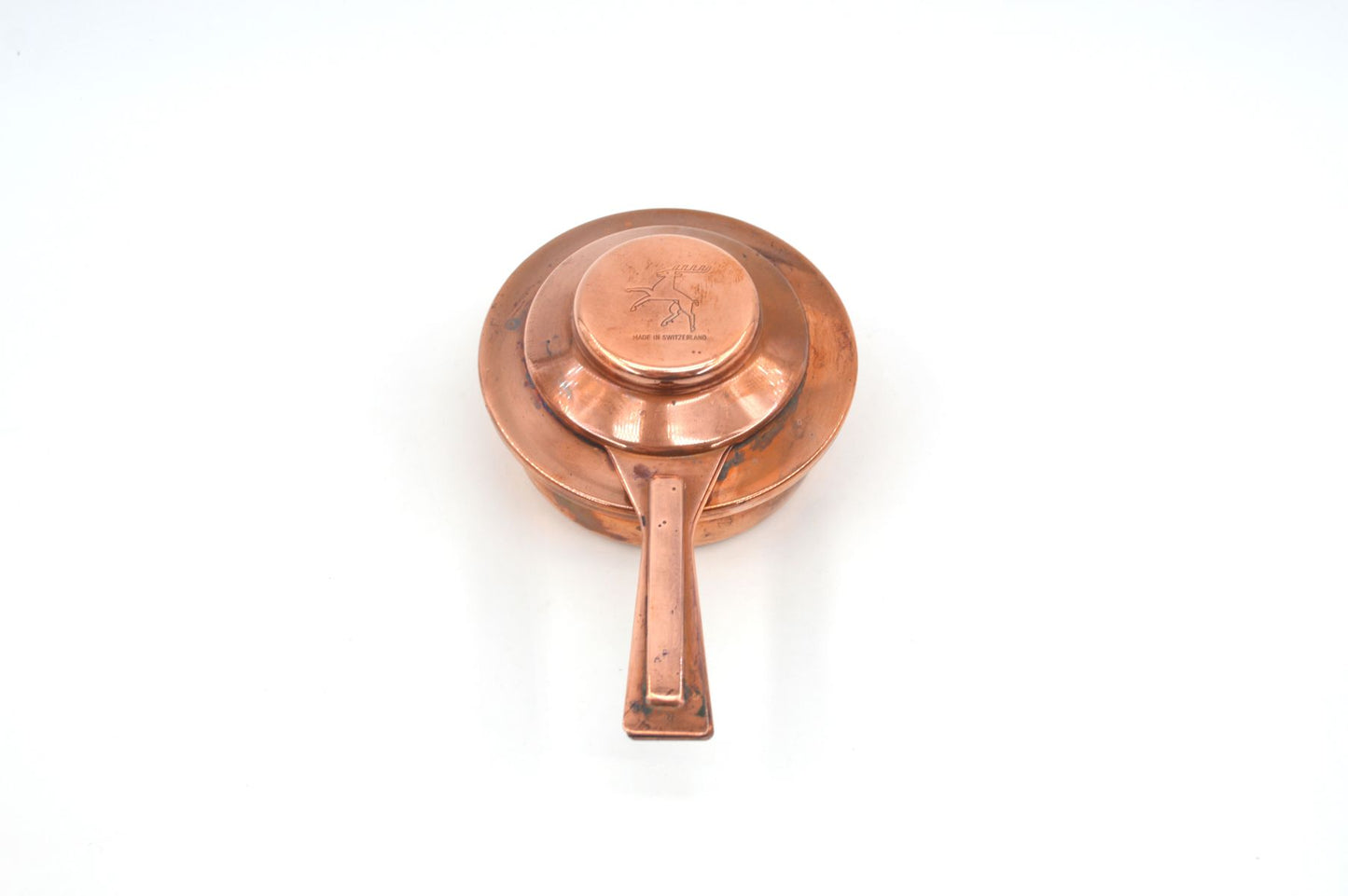 Original 1980s Vintage Spring Culinox Kupfer Fondue Set mit Fondue Topf, Brenner und Ständer, Mid-Century Made in Switzerland - Schweizer Design Geschirr