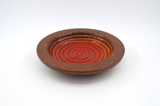 Große Vintage Michael Andersen Bornholm Keramik Schale 6140-3 handgearbeitete Studiokeramik mit roter Fat-Lava Glasur MCM Design 1960s Danish Modern Kunstkeramik