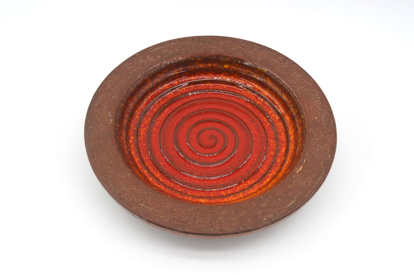 Große Vintage Michael Andersen Bornholm Keramik Schale 6140-3 handgearbeitete Studiokeramik mit roter Fat-Lava Glasur MCM Design 1960s Danish Modern Kunstkeramik